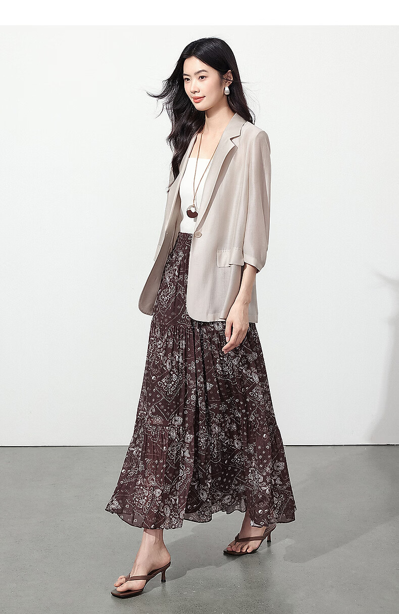 Yixiang Liying Lightweight Linen Blazer 2026 Summer New Loose Draped Short Jacket Beige 160/84A/M 26