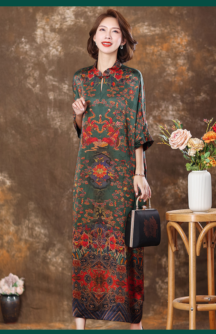 齐黛香云纱高端袍子原创文艺复古40姆米重磅真丝连衣裙长款莨绸纱长袍