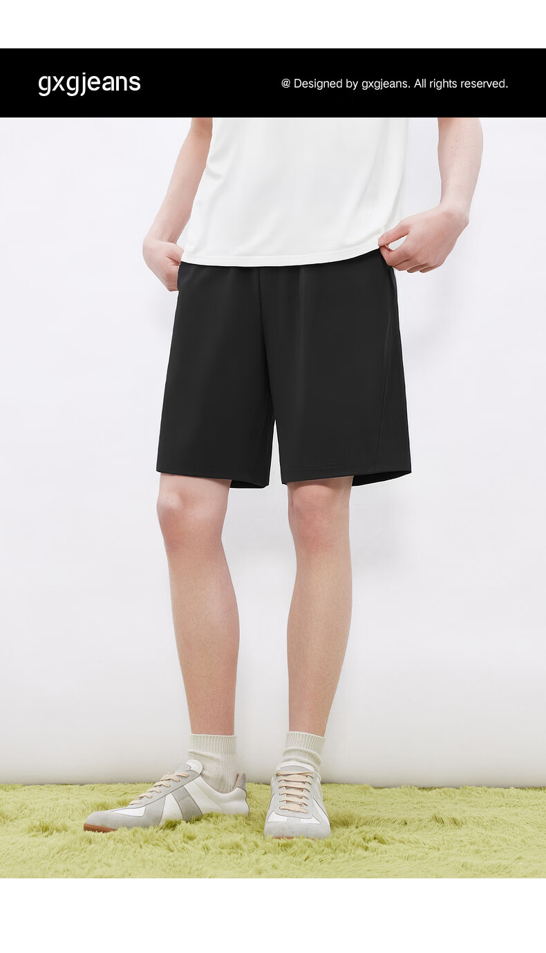 Gxgjeans Men's Simple Solid Loose Fit Sports Straight Casual Shorts Black 175/L Summer 2026 New 1
