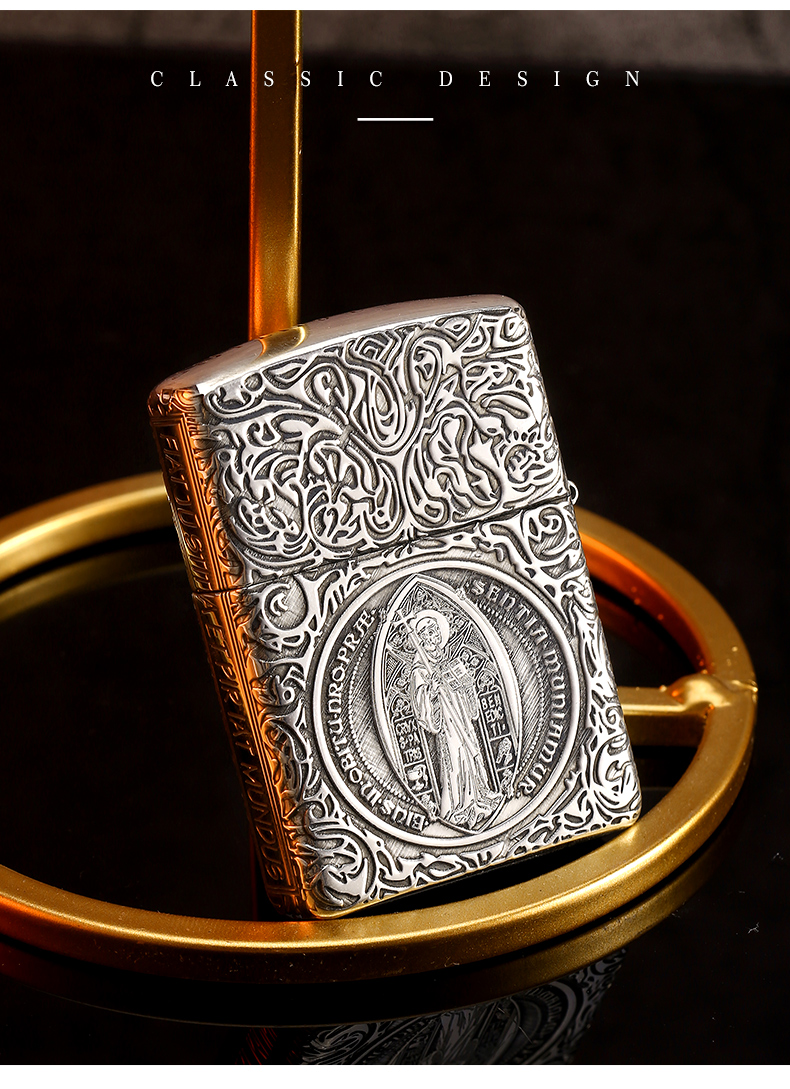 zippo打火机康斯坦丁恶灵挽歌雕刻收藏男士送礼盔甲银机康斯坦丁盔甲