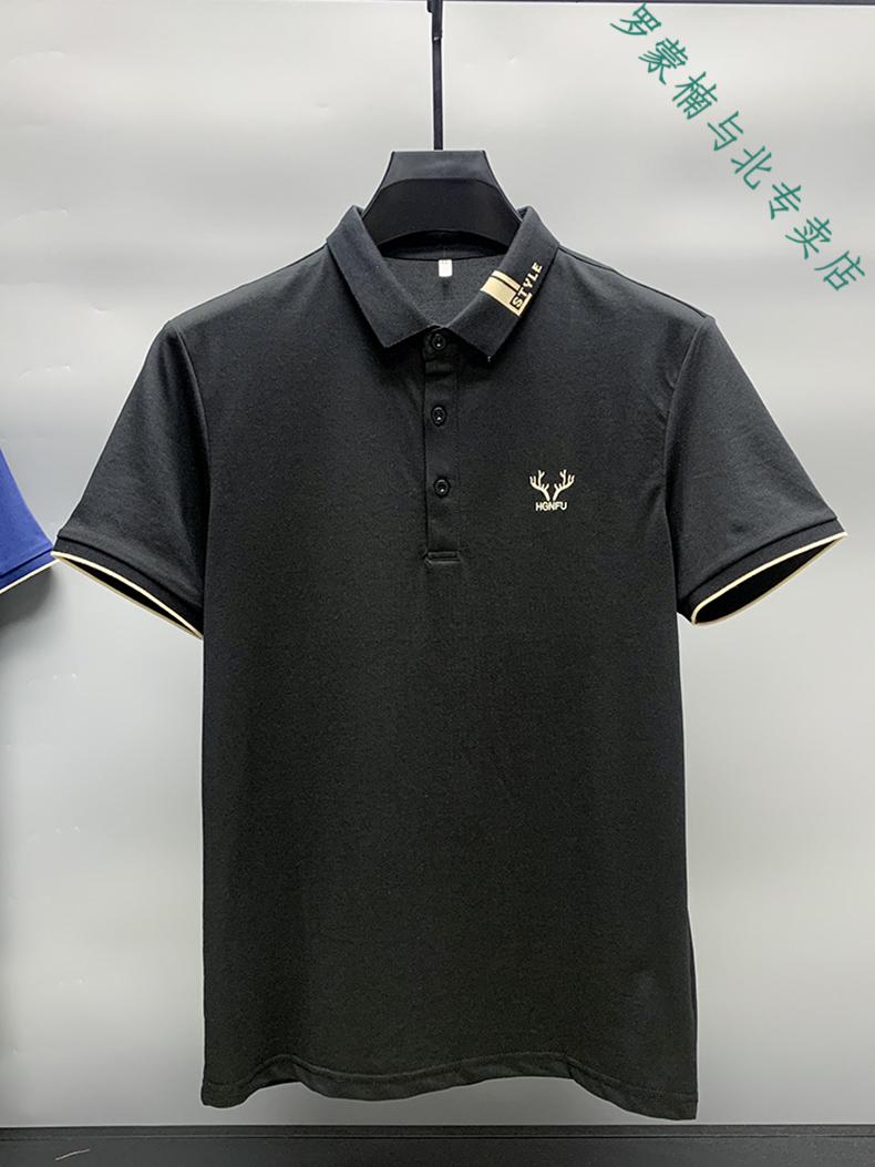 重工刺绣短袖polo衫上衣2022年翻领商务休闲半袖夏装速干衣服精品男装