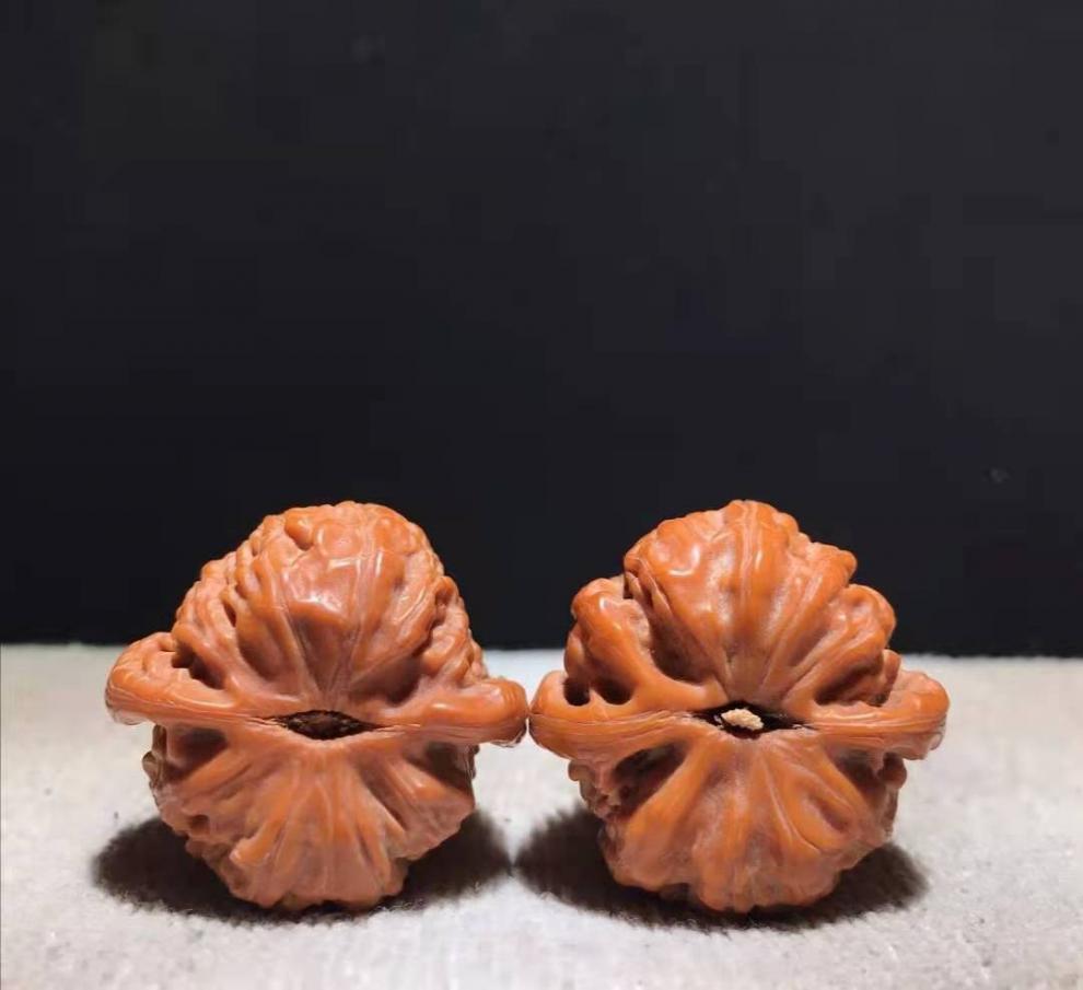 冰珂文玩白狮子头文玩核桃把件六面配对 包浆上色到手直接盘玩【图片