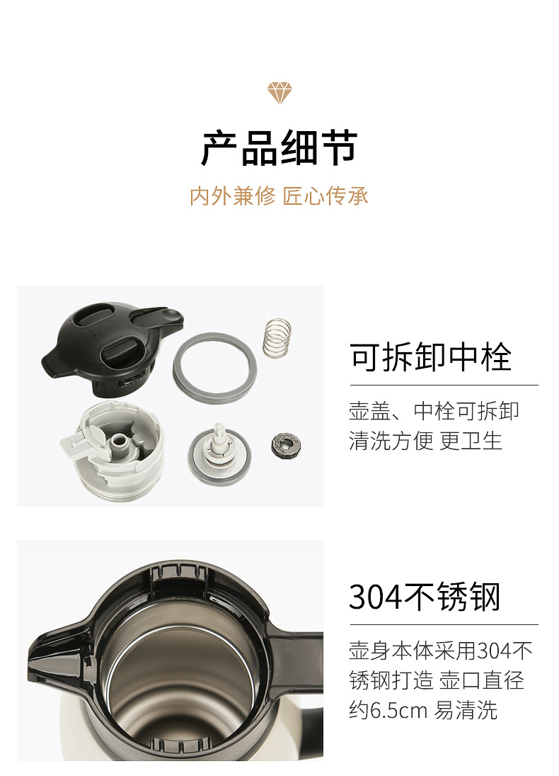 象印保温水壶不锈钢大容量家用热水瓶暖壶开水瓶保温瓶ht15c奶白色