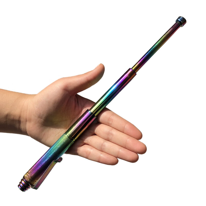 伸收缩棍车载迷你甩甩防身棍自卫三节棍钢鞭防狼棍 金色