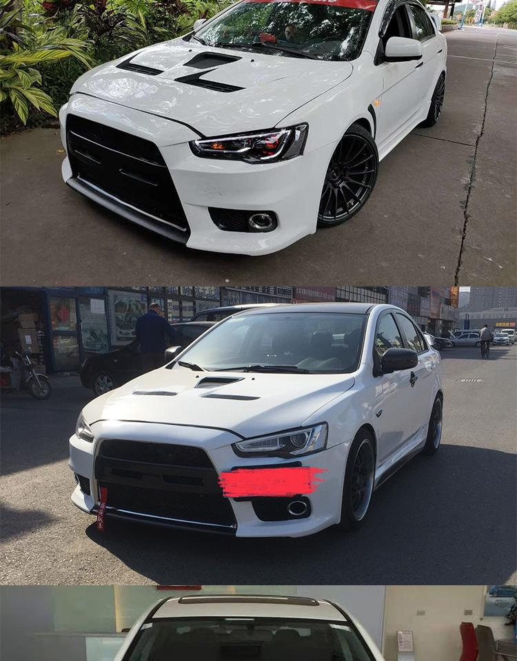 适用三菱翼神改装件evo前杠台产e10前杠侧裙战神款前杠排气 evo哑光十