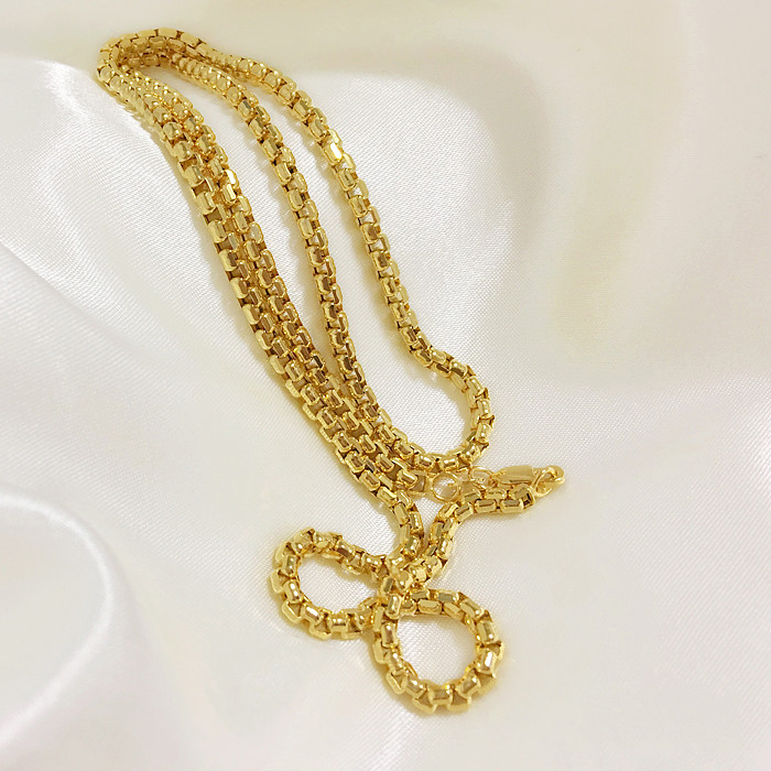 5mm18k金项链男款加粗加长au750黄金空心圆盒子链玫瑰金素链生日七夕