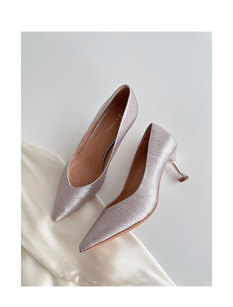 Laird & Dane 2026 Summer New Elegant Pointed Toe Commuter Wedding Shoes French Genuine Leather High Heels Women 7M61603 19