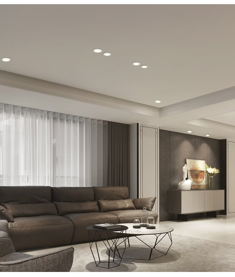 嵌入式飞利浦cob防眩射灯客厅家用无主灯照明洗墙灯led筒灯天花灯8w暖