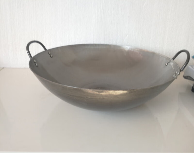 加厚不锈钢双耳炒锅边锅熟铁锅大铁锅钢板锅家用商用圆底大炒锅酒店