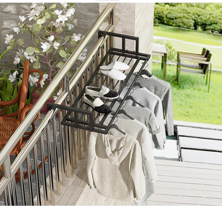 【精选品质】窗框晾衣架卡扣式免打孔阳台晾衣神器栏杆置物挂架窗外