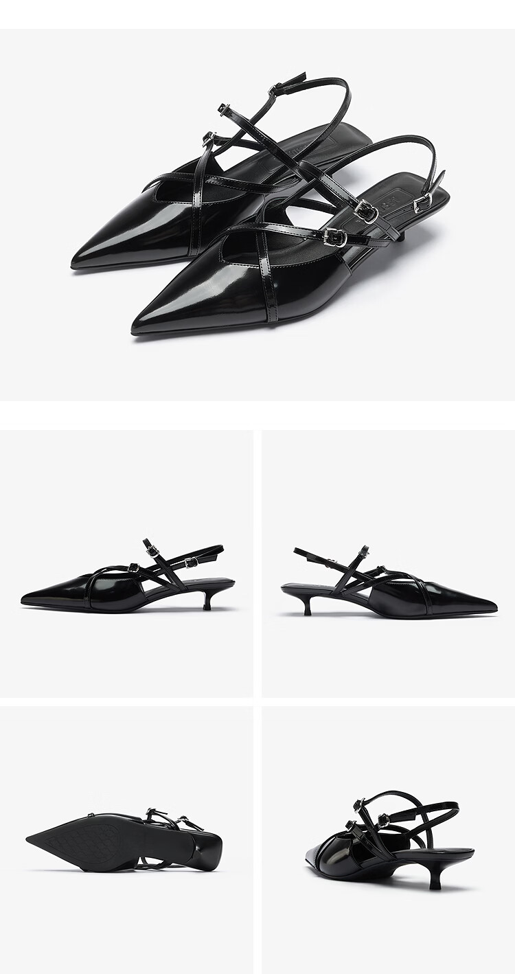 Larsdan 2025 New Romantic Queen Pointed Toe Stiletto Backless Sandals Women 29001 Diva Black BKL 39 17