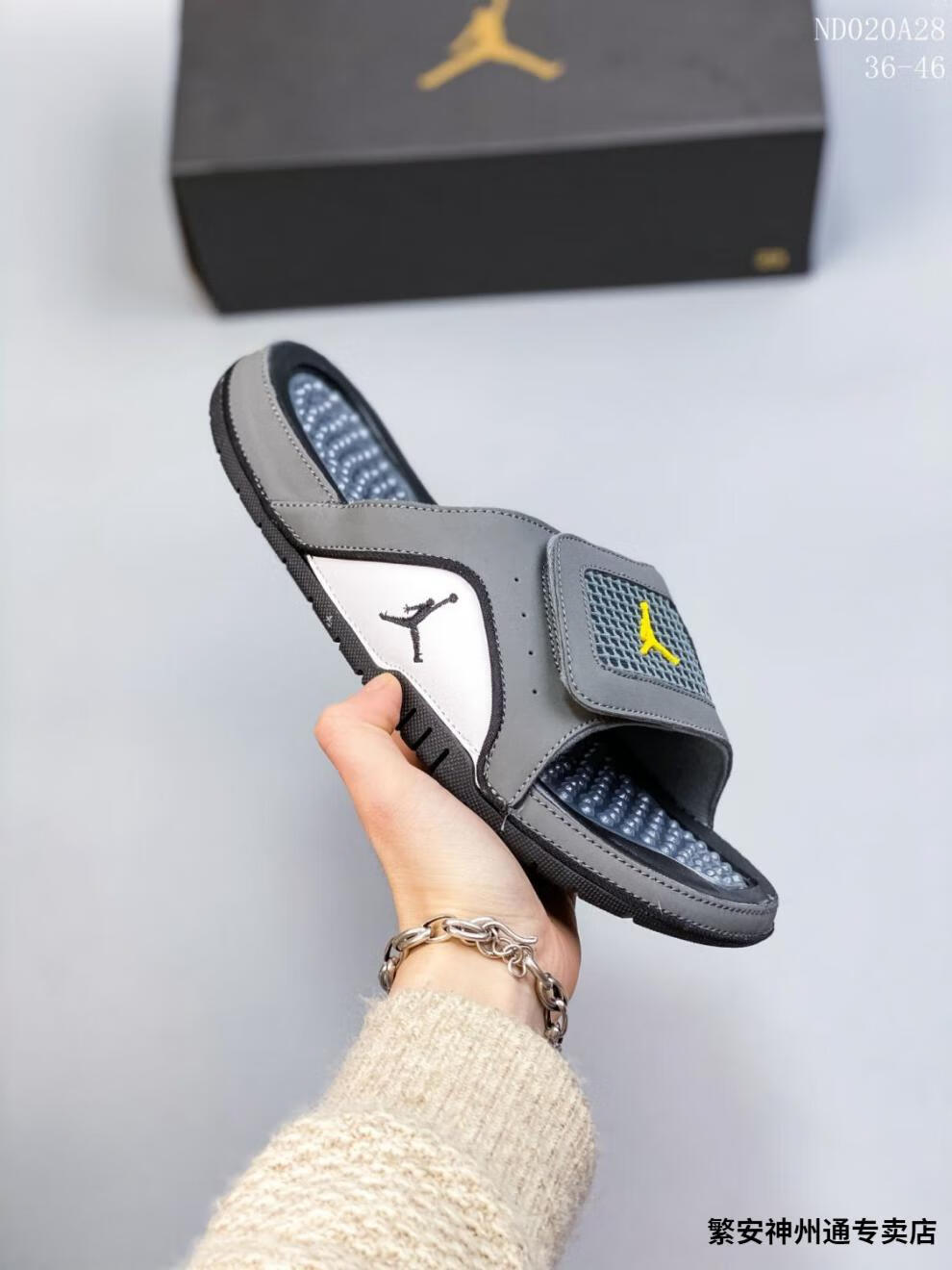 nike耐克联名aj5拖鞋男黑金运动情侣夏季透气凉鞋女变色龙魔术贴