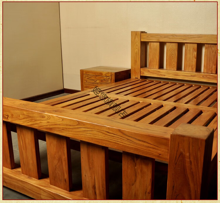 11活动旗舰店老榆木床全实木双人床1.8米储物床原木新中式卧室婚床1.