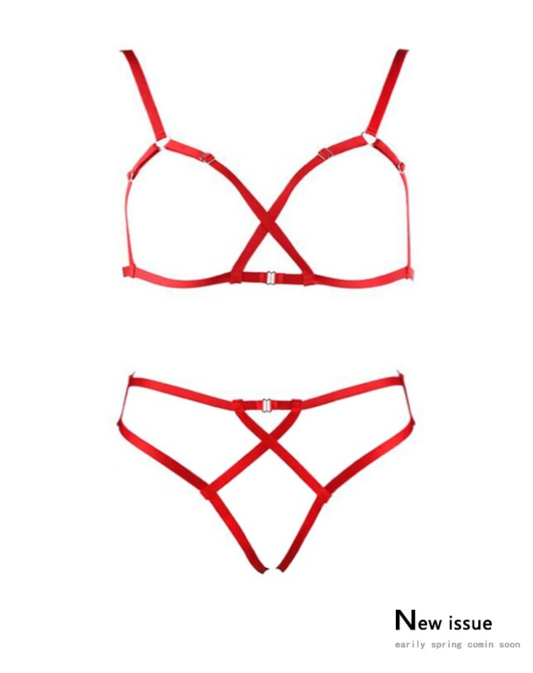 情绪内衣性感诱惑新品红色性感镂空捆绑式情调内衣套装精美情绪诱惑