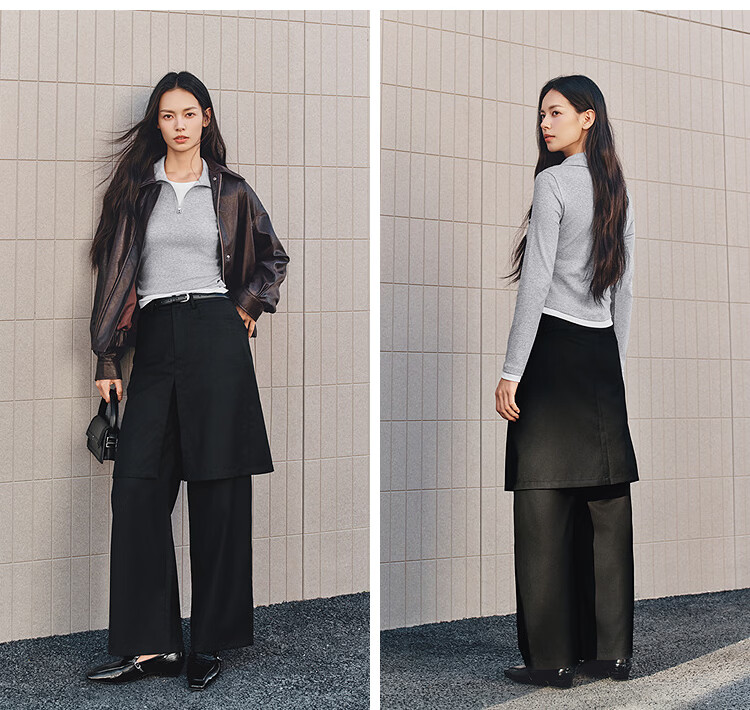Semir Mall Same Style | Women's Long Sleeve T-Shirt Autumn Polo Collar Two-in-One Pleated Cool Fabric Top 2026 101526101009 16