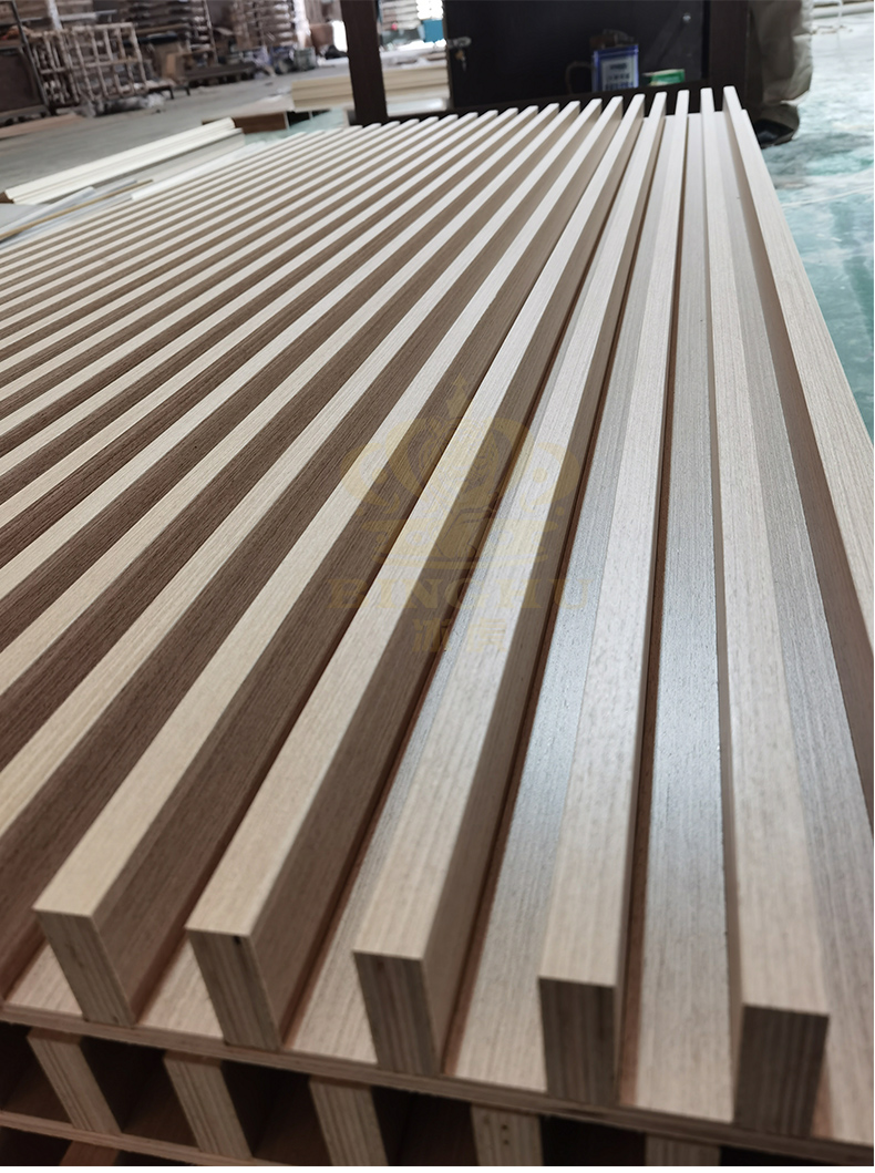 木饰面格栅板背景墙装饰板原木板实木板凹凸电视墙实木格栅条定制h106