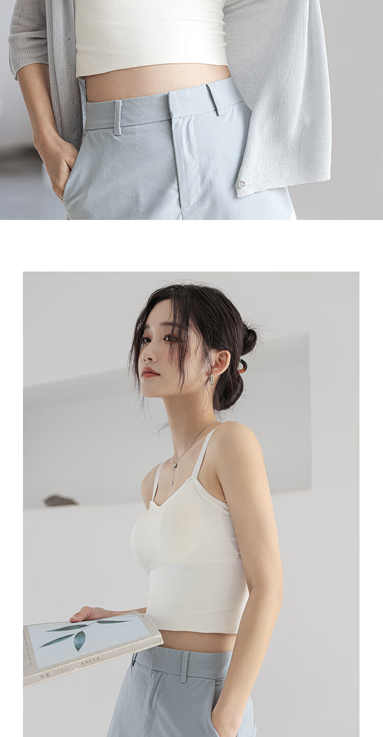 南极人白色美背吊带女夏季紧身内搭带胸垫背心文胸一体抹胸打底外穿
