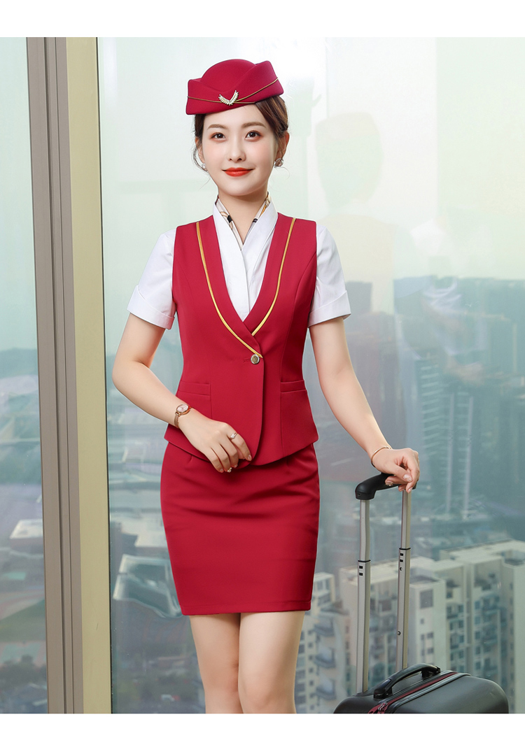 暧献南航空姐职业装夏季款ktv衬衫马甲套装工作服空乘艺考服装女 0881