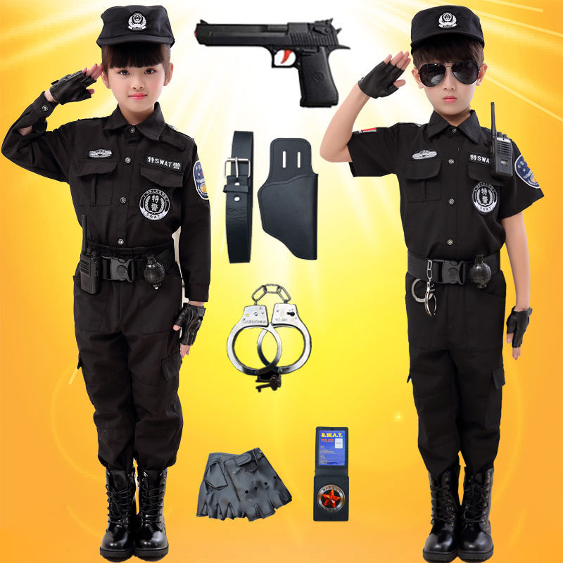 嘉忻 特种小警察儿童服装小孩警官衣服男童特种小兵套装夏季幼儿园