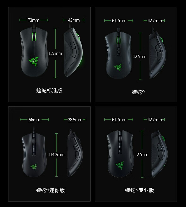 雷蛇(razer)炼狱蝰蛇v2mini标准有线电竞游戏蓝牙大手吃鸡原神鼠标