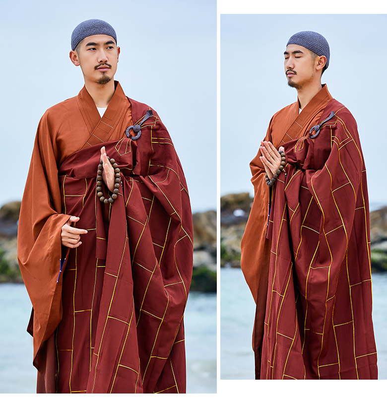 普舵祖衣袈裟僧服红色僧衣男佛教法衣和尚服僧袍 红色(单件袈裟,不含