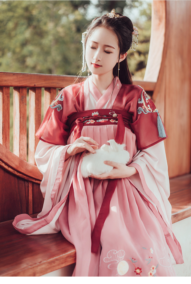 古装女汉服仙女服广袖对襟齐胸襦裙半臂传统交领刺绣春潮牌新品 梵