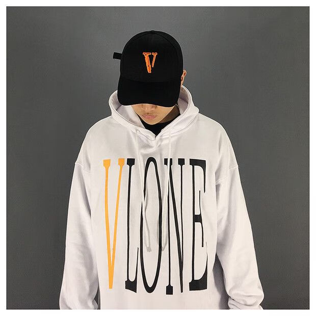 vlone街头潮牌大v字母破坏毛边oversize宽松大码男女同款连帽卫衣