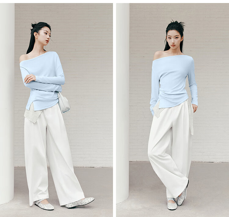 Semir Women's Long Sleeve Crop Top Off-Shoulder Waist Slim Fit Shirt 26 Autumn One-Shoulder Elegant Outerwear 10A526101001 19