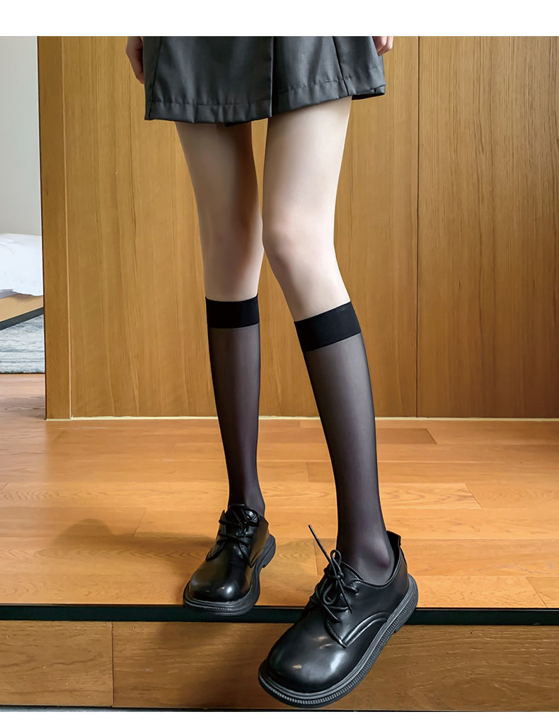 丝袜小腿袜显瘦白丝袜光腿神器黑丝袜袜子女可爱中筒袜制服袜子jk高透