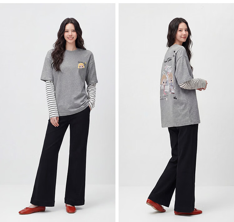 Semir Mall Same Style | Ahaa Women's Short-Sleeve T-Shirt, Summer 2026, Extra Loose Fit, Hand-Drawn Print, Pure Cotton Top, 101526100002 28