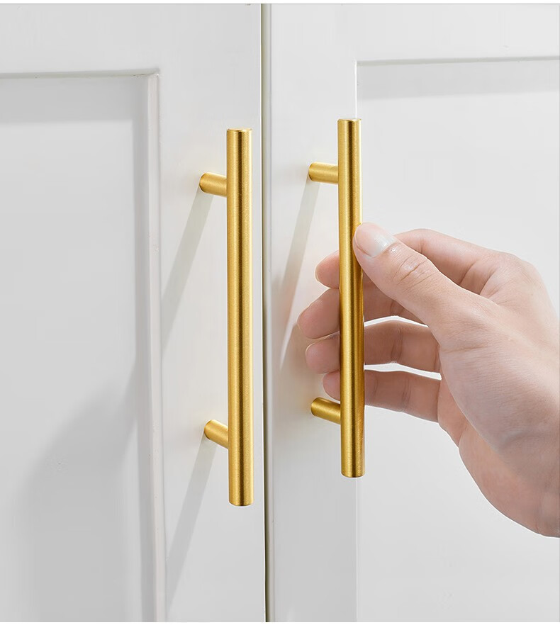 【1米实心黄铜】卡贝纯黄铜拉手柜门拉手实心轻奢北欧金色全黄铜长条