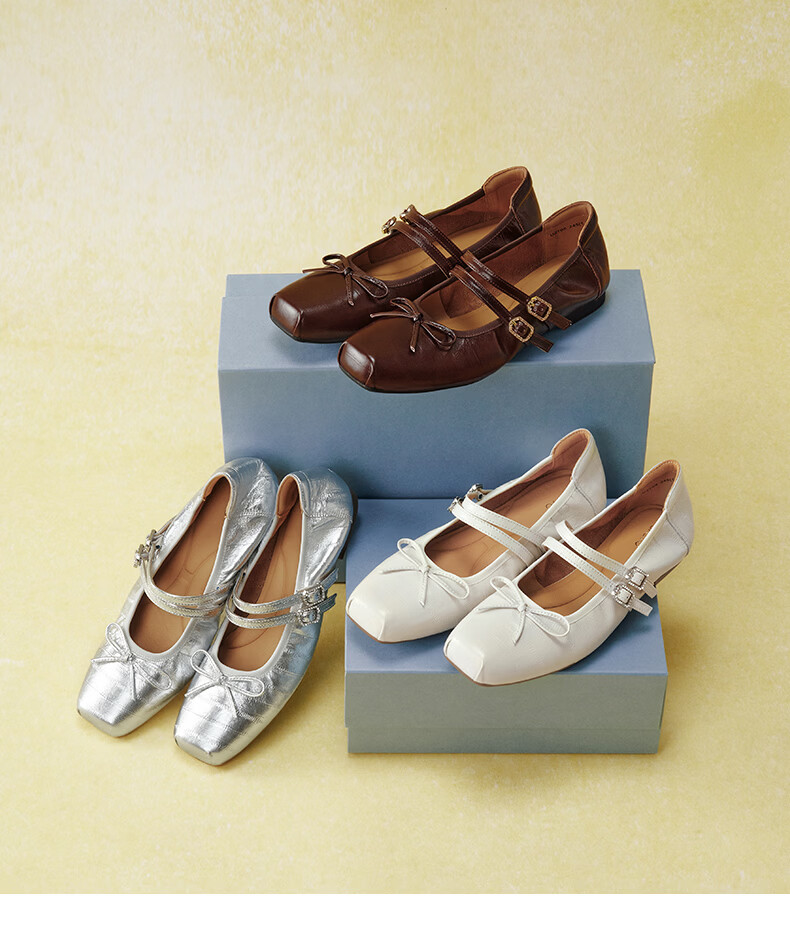 BASTO [Film Diary] 26 Autumn Mall Ballet Mary Jane Shoes Women Flat Silver Single Shoes 20