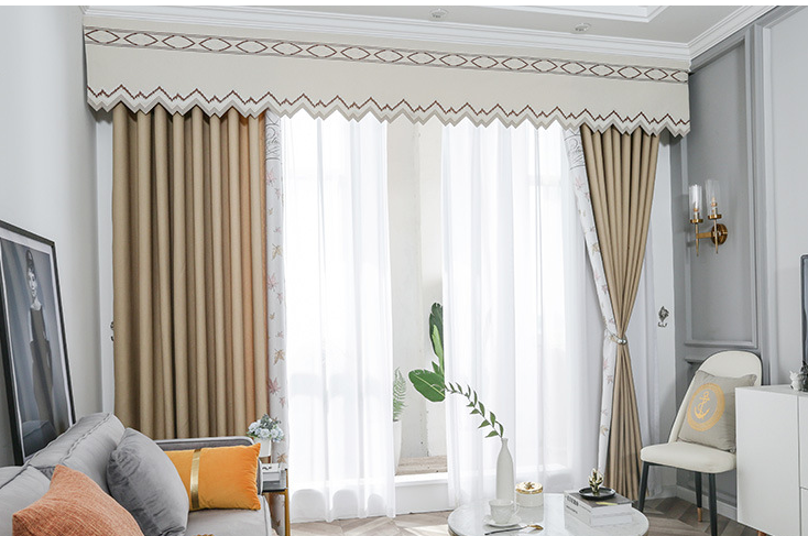 定做帘头窗幔自粘魔术贴眉头水波幔头客厅阳台卧室加厚遮光窗帘布 04