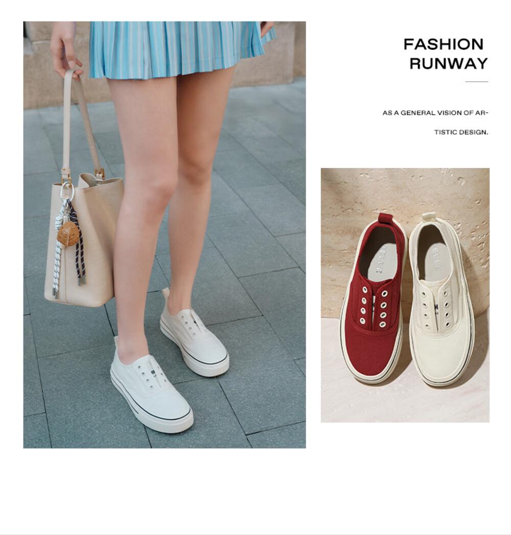 Belle Navigator Canvas Shoes Autumn Thick Sole Slip-On Lazy White Women's Shoes B2699CM5 Off-White 36 10