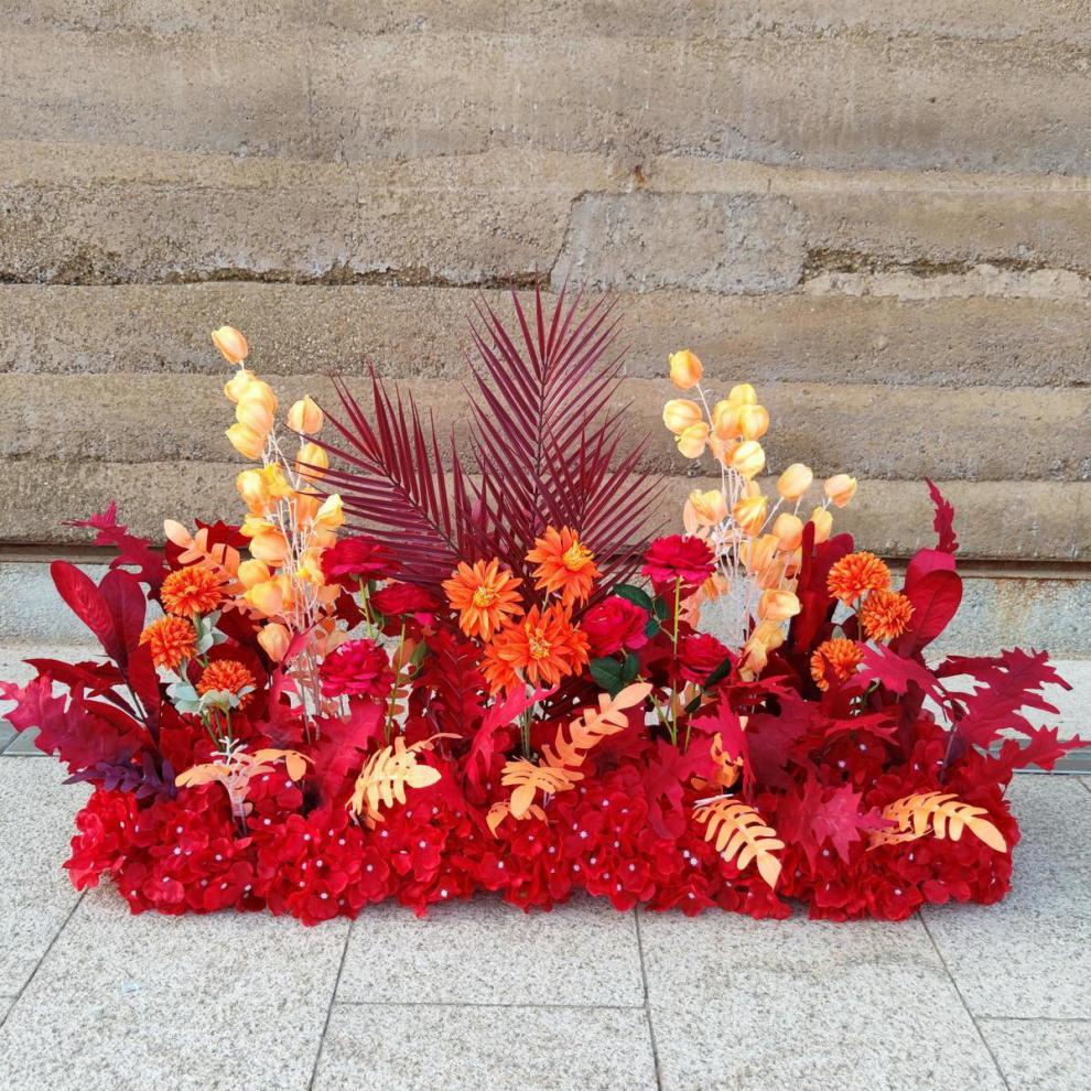 新款婚庆背景装饰地排花酒店婚礼舞台布置仿真绢花庆祝t台迎宾花 大