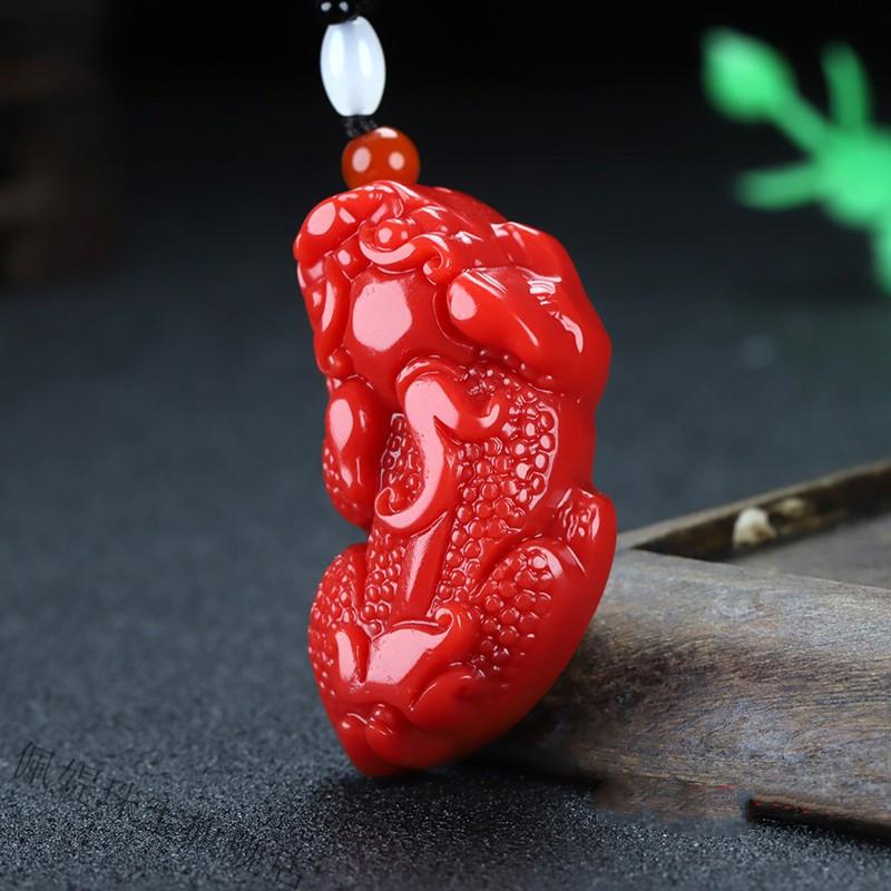佩媞鸡血石吊坠新疆玉貔貅鸡血玉貔貅挂件玉石原石把件玉坠项链玉佩
