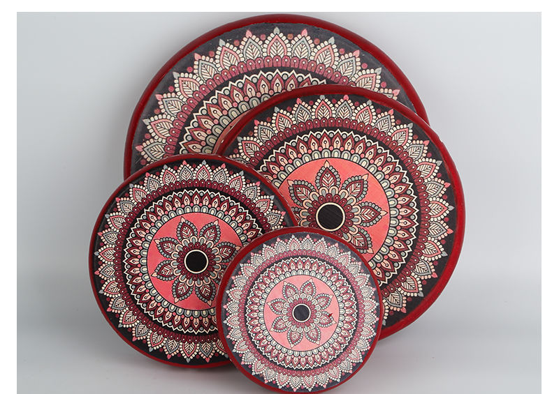 新疆手鼓维吾尔族手工民族乐器彩绘手鼓表演实木牛皮鼓b款25cm