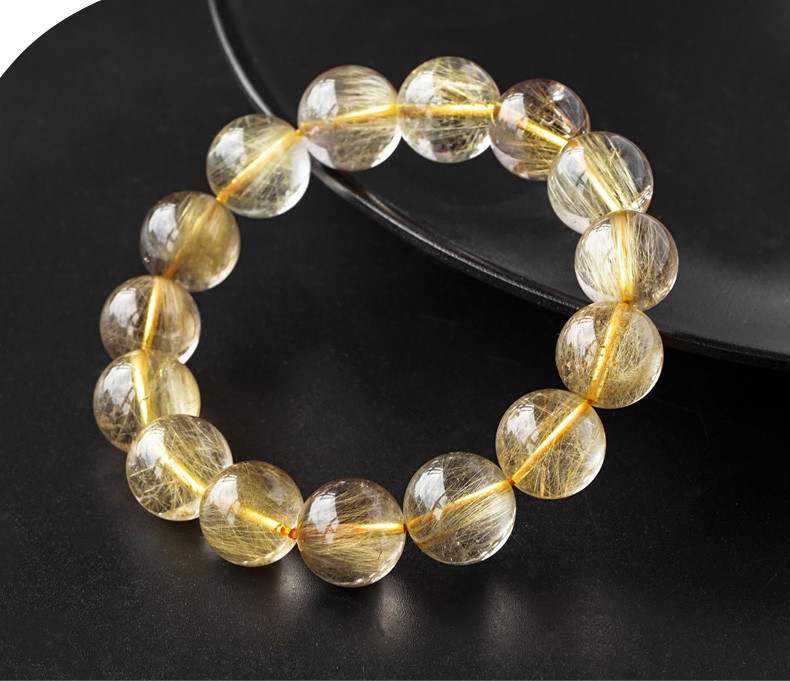 丹普 黄水晶手链金发晶手链转运男黄发晶黄水晶手串女金钛晶手饰礼物