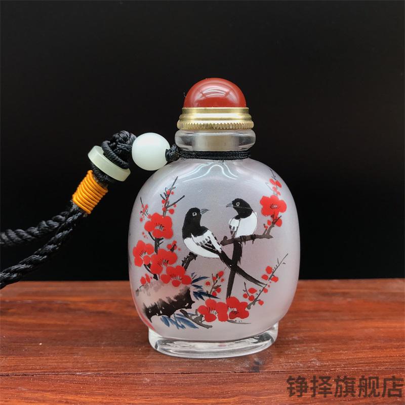 内画鼻烟壶长条壶鼻烟壶内画手绘图案特色礼品把玩鼻烟粉提神醒脑瓶