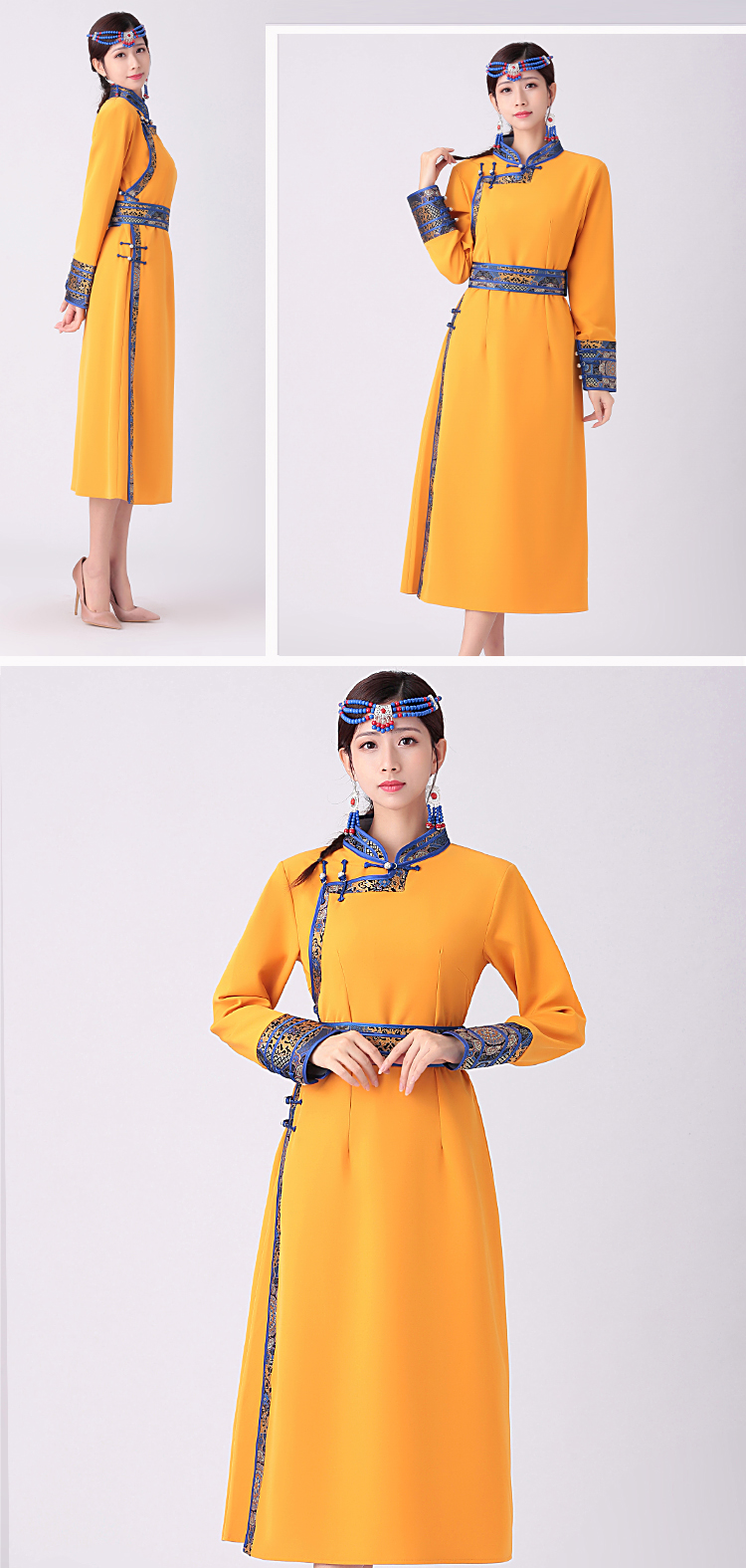 成人夏季日常蒙古族服装蒙古袍女士装生活装改良蒙古女现代民族风工作