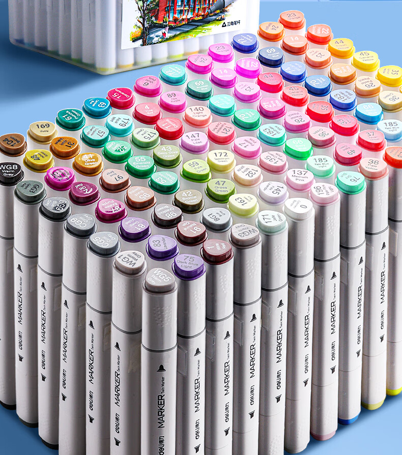 得力油性马克笔套装80色小学生水彩笔美术专用双头软头48色36儿童可