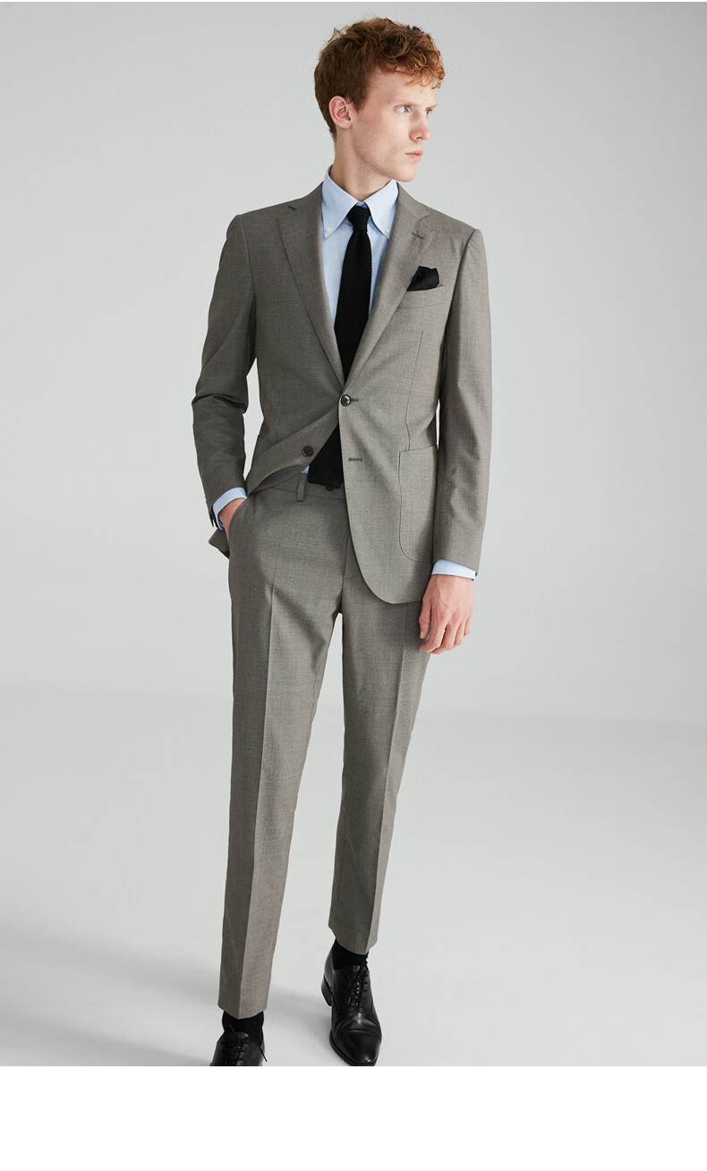 fullmonty意大利进口vbc灰色西服套装男士羊毛西装高端商务修身正装