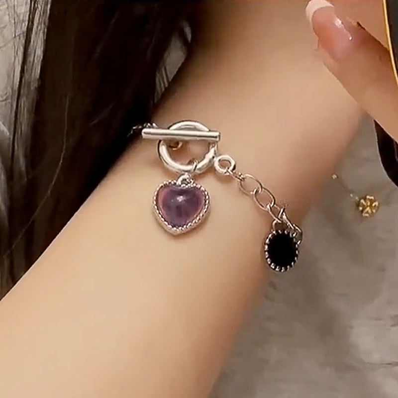 心动感温变色手链 上新爱心温感变色手链会感温的心动手镯项链温度送