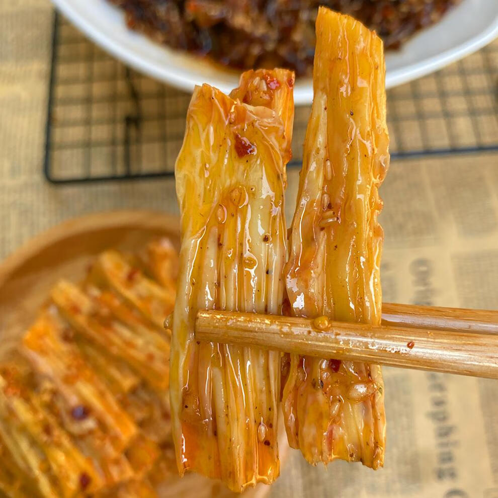 湖南平江小吃麻辣休闲零食香辣腐竹即食豆皮豆干卤味熟食 香辣腐竹125