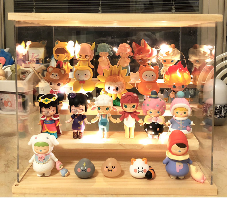 盲盒收纳盒泡泡玛特桌面展示架防尘透明展示盒亚克力 一层22*12.