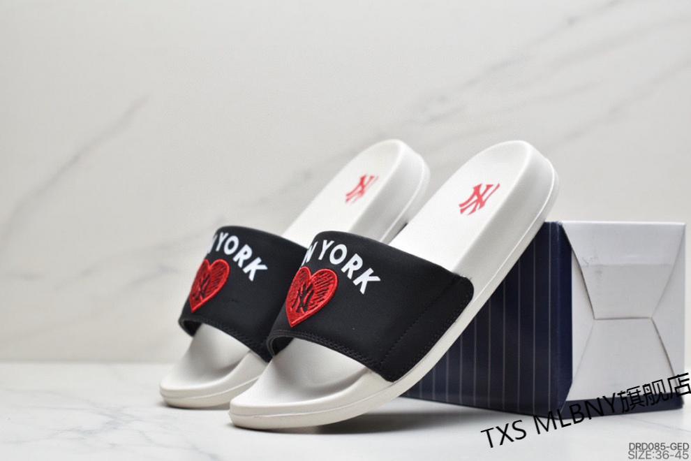 txs mlb ny潮牌拖鞋男女外穿时尚ny小蜜蜂刺绣情侣家居沙滩凉拖夏