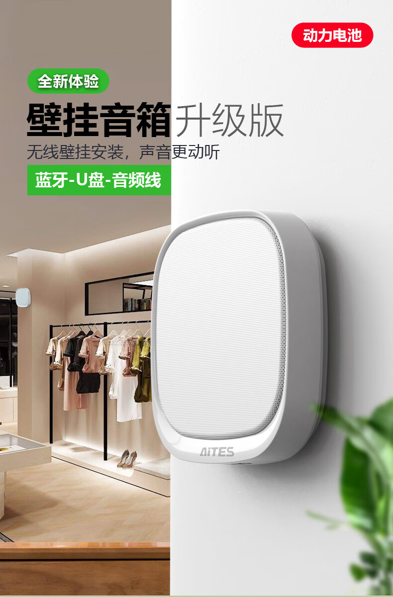 店铺专用室内家用客厅卧室墙挂式商用音箱无线连接环绕奶茶小音箱沙图