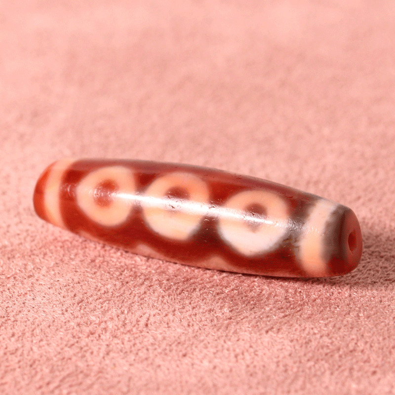古珍西藏贵人满朱砂红肉玉髓玛瑙橘料三眼天珠情侣配饰吊坠手链送长辈