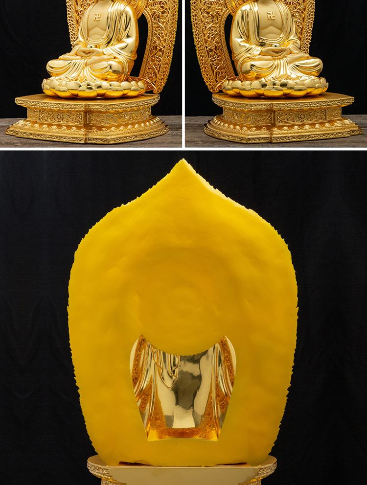 佛像贴金释迦牟尼佛铜贴金身释迦牟尼佛像家用供奉释迦摩尼佛像三宝佛