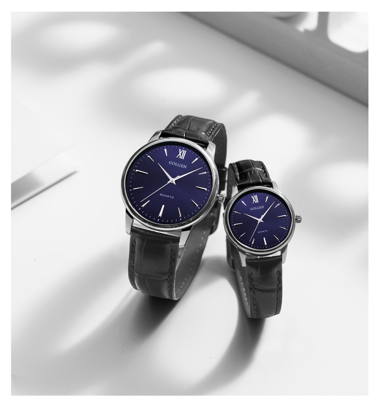 七夕情人节礼物古尊表golgen石英表情侣对表超薄日历简约休闲商务腕表